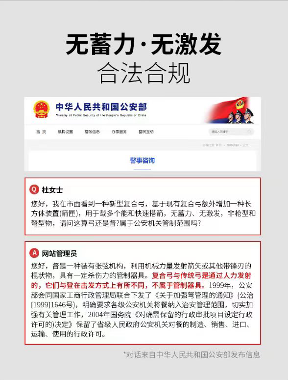 关于复合弓合法合规的公开信息说明